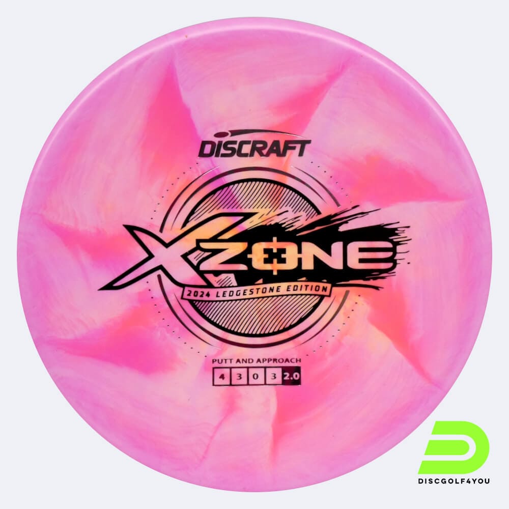 Discraft Zone 2024 Ledgestone Edition in pink, x swirly plastic and burst effect