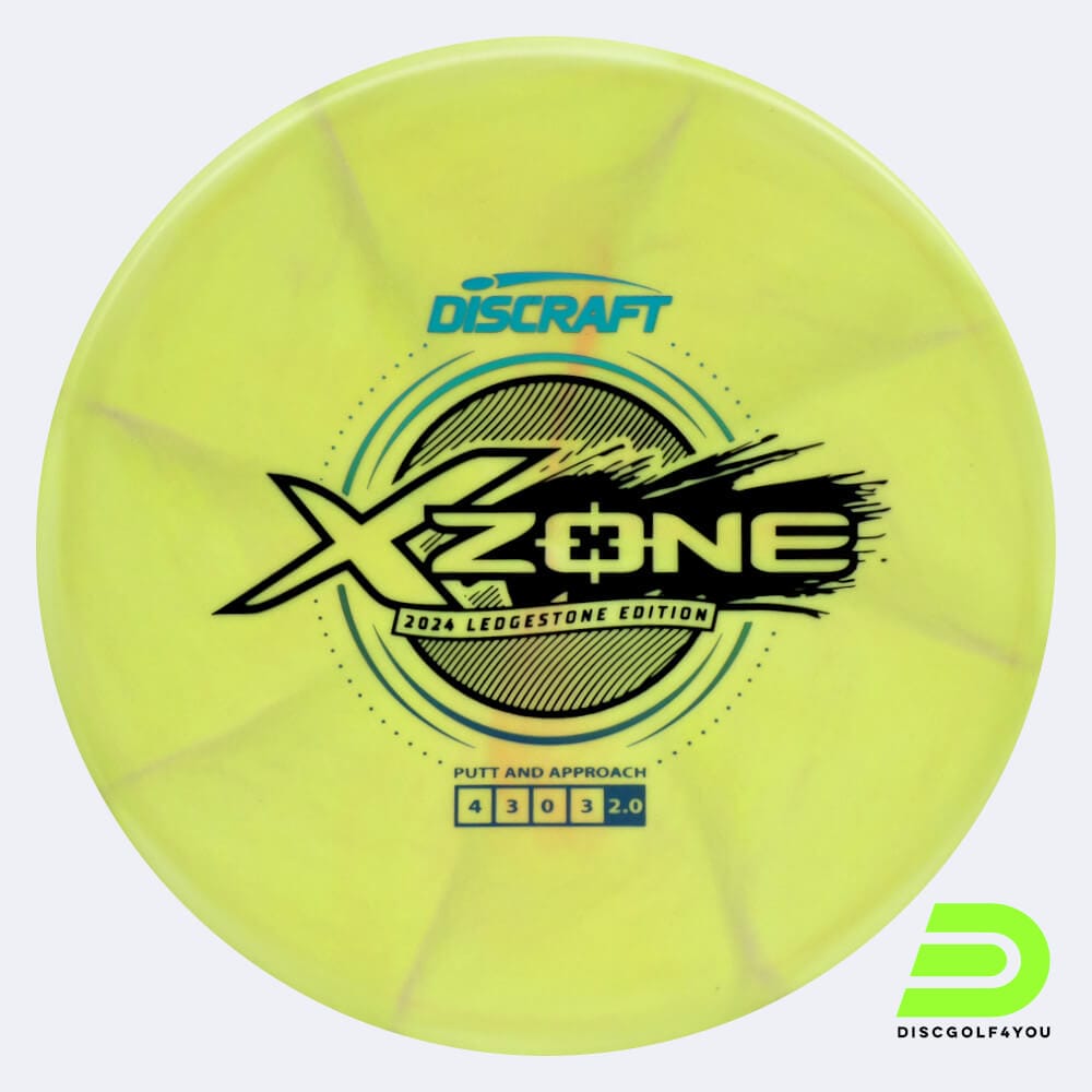 Discraft Zone 2024 Ledgestone Edition in yellow, x swirly plastic and burst effect