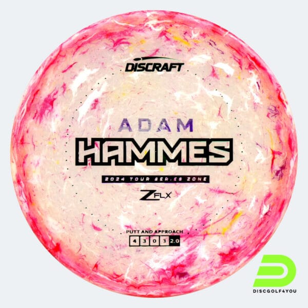 Discraft Zone - Adam Hammes Signature Series in weiss-rosa, im Jawbreaker Z FLX Kunststoff und ohne Spezialeffekt
