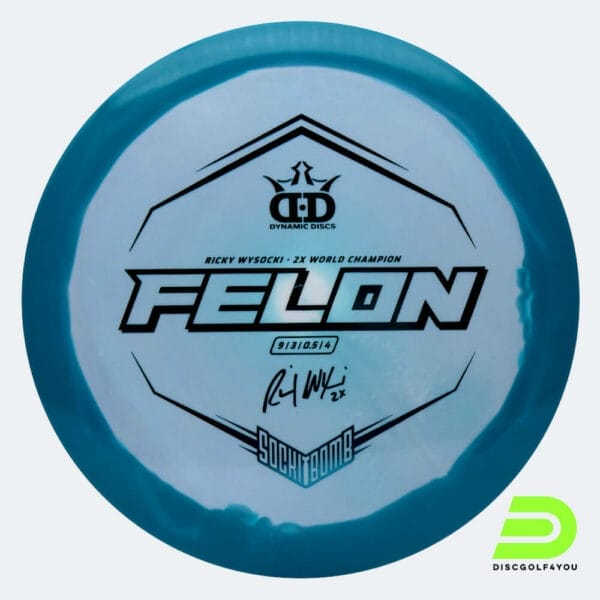 Dynamic Discs Felon Sockibomb in turquoise, fuzion orbit plastic
