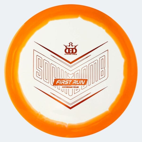 Dynamic Discs Felon Sockibomb in orange, im Supreme Orbit Kunststoff und first run Spezialeffekt