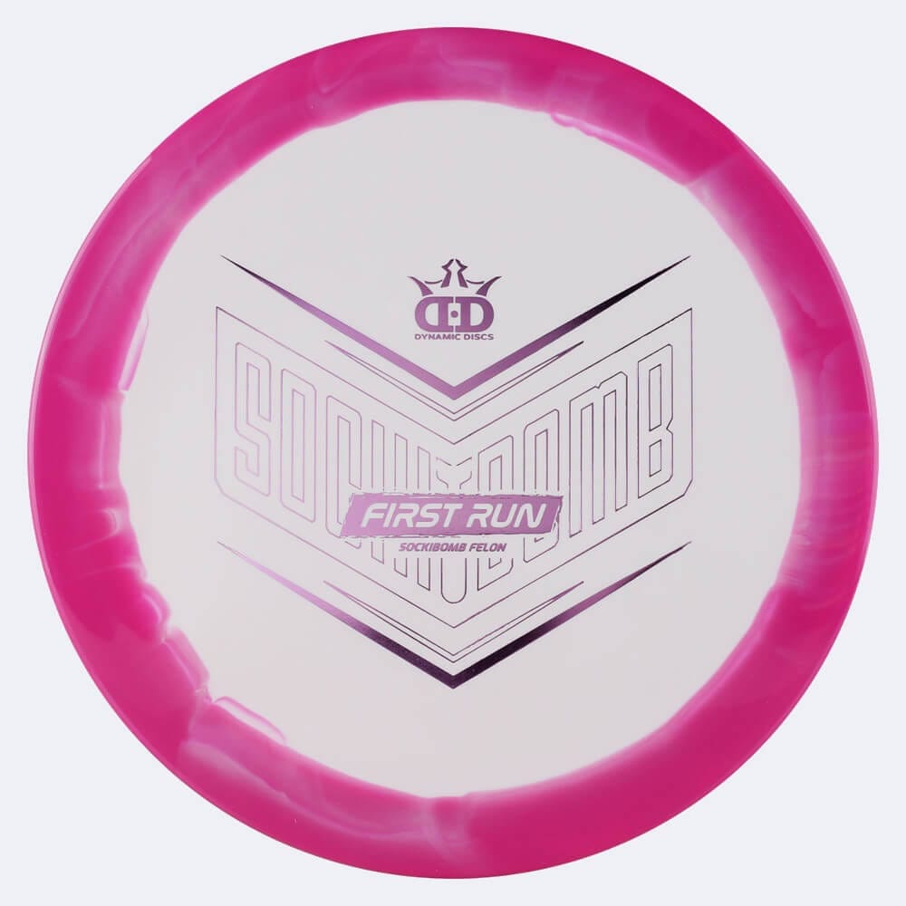 Dynamic Discs Felon Sockibomb in pink, supreme orbit plastic and first run effect