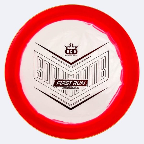 Dynamic Discs Felon Sockibomb in red, supreme orbit plastic and first run effect