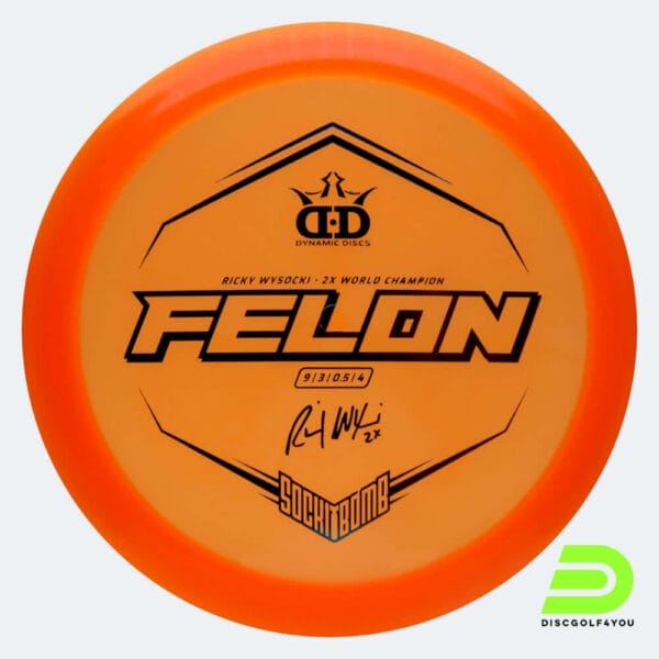 Dynamic Discs Felon Sockibomb in orange, im Lucid Ice Glimmer Kunststoff und ohne Spezialeffekt