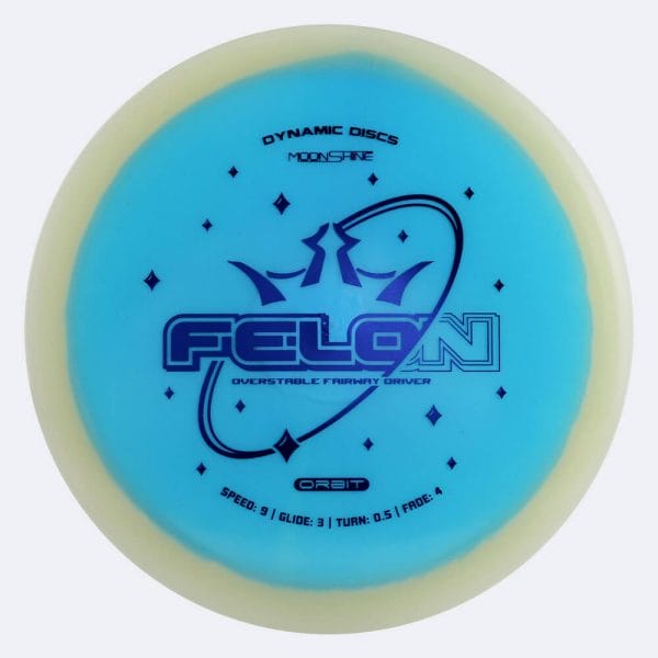 Dynamic Discs Felon in blue, lucid moonshine orbit plastic and glow effect