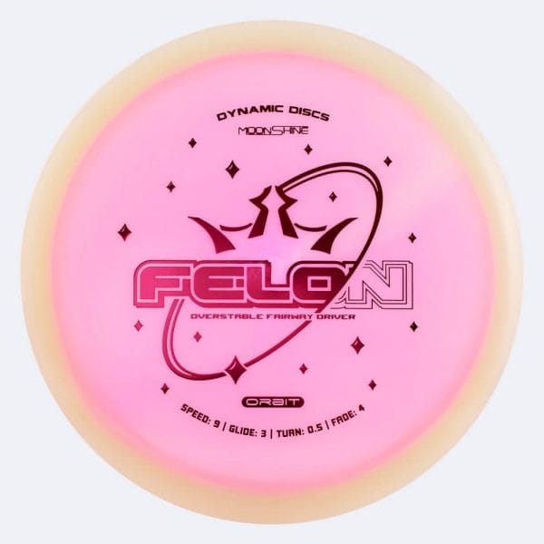 Dynamic Discs Felon in pink, lucid moonshine orbit plastic and glow effect