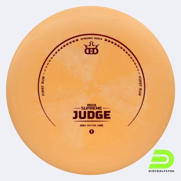 Dynamic Discs Judge in classic-orange, classic supreme plastic and first run effect