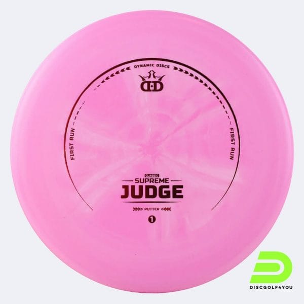 Dynamic Discs Judge in pink, classic supreme plastic and first run effect