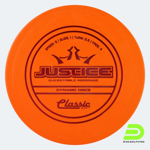 Dynamic Discs Justice in orange, im Classic Soft Kunststoff und ohne Spezialeffekt