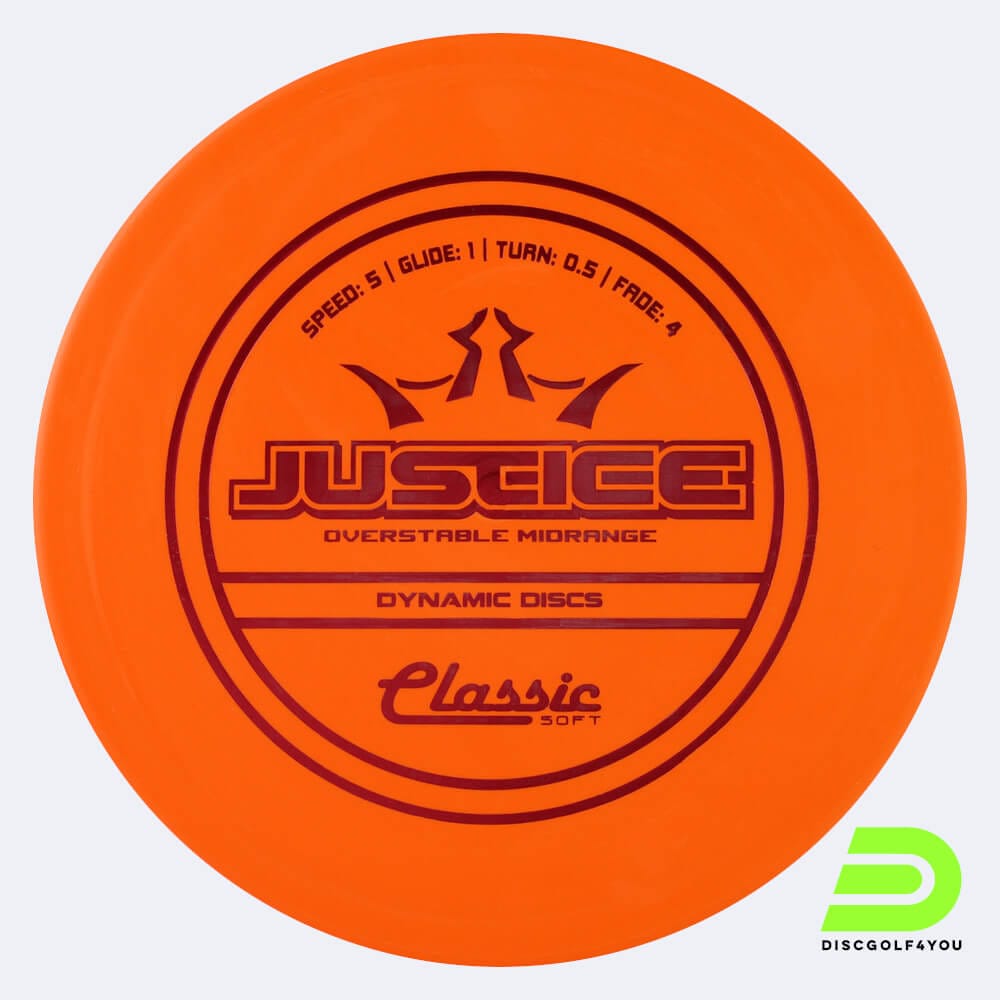 Dynamic Discs Justice in orange, im Classic Soft Kunststoff und ohne Spezialeffekt