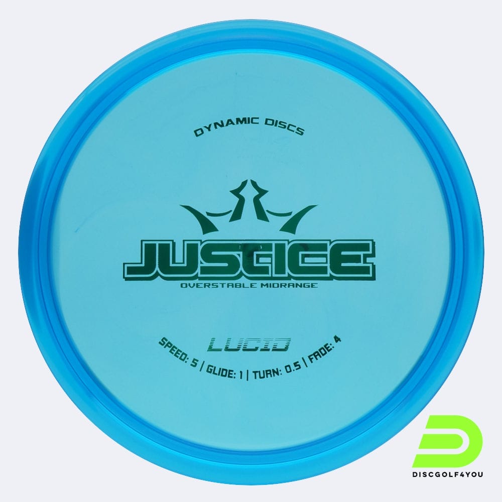 Dynamic Discs Justice in blue, lucid plastic