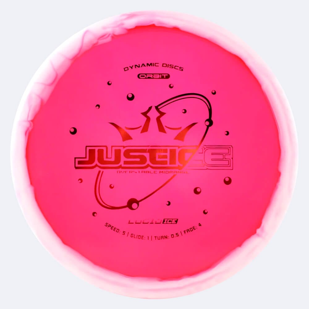 Dynamic Discs Justice in red, lucid ice orbit plastic