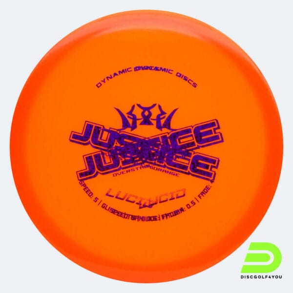 Dynamic Discs Justice in orange, im Lucid Kunststoff und misprint Spezialeffekt