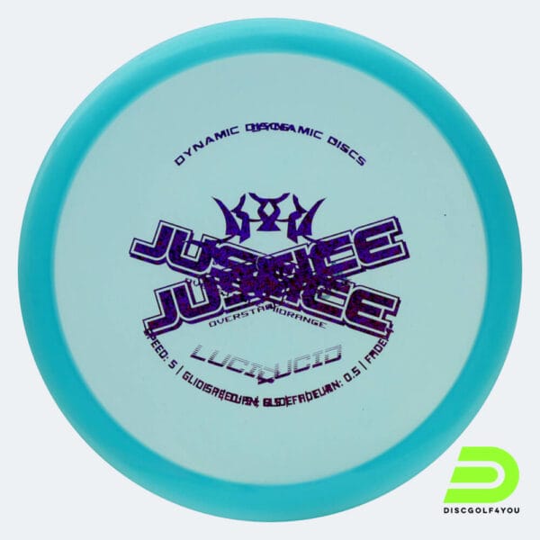 Dynamic Discs Justice in turquoise, lucid plastic and misprint effect
