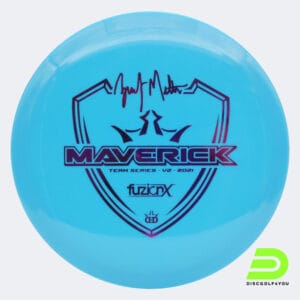 Dynamic Discs Maverick Zach Melton Teams Series V2 in blue, fuzion-x plastic