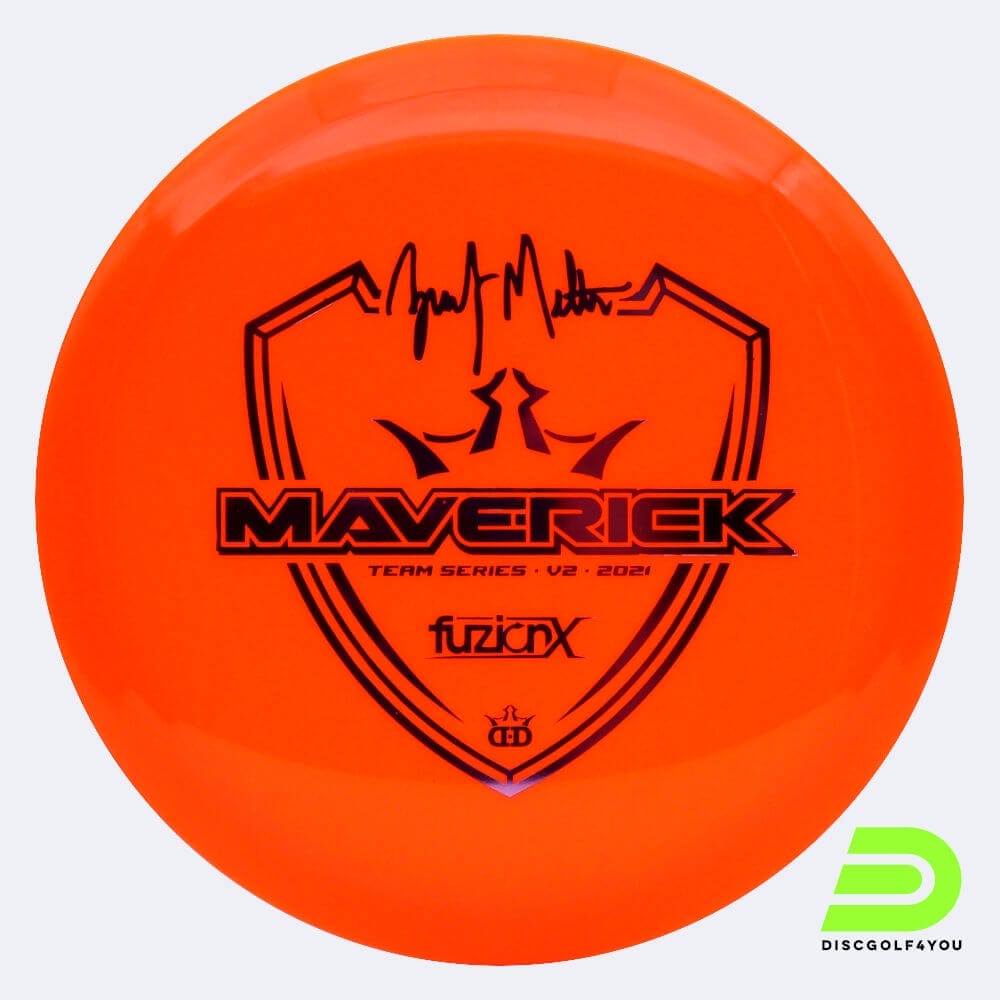 Dynamic Discs Maverick Zach Melton Teams Series V2 in classic-orange, fuzion-x plastic