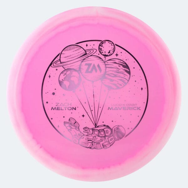 Dynamic Discs Maverick Zach Melton in pink, lucid-x orbit plastic