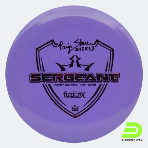 Dynamic Discs Sergeant Paige Shue Team Series V2 in purple, fuzion-x plastic