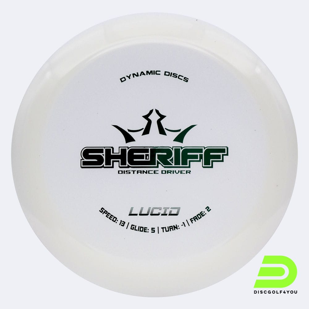 Dynamic Discs Sheriff in white, lucid plastic and misprint effect