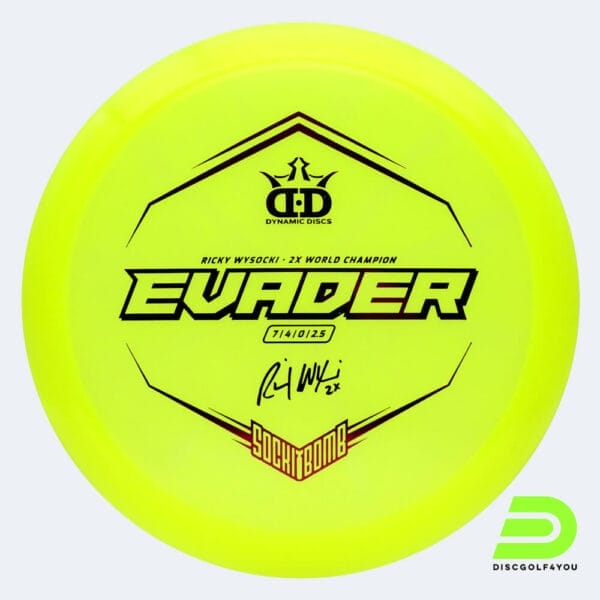 Dynamic Discs Sockibomb Evader in yellow, lucid x plastic