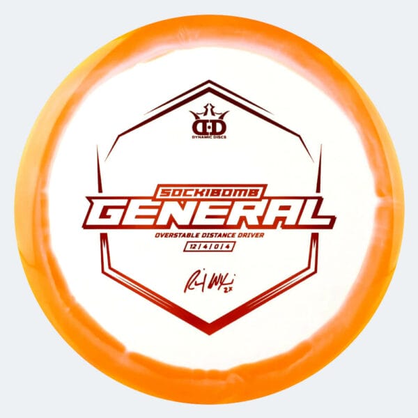 Dynamic Discs Sockibomb General in weiss-orange, im Supreme Orbit Kunststoff und ohne Spezialeffekt