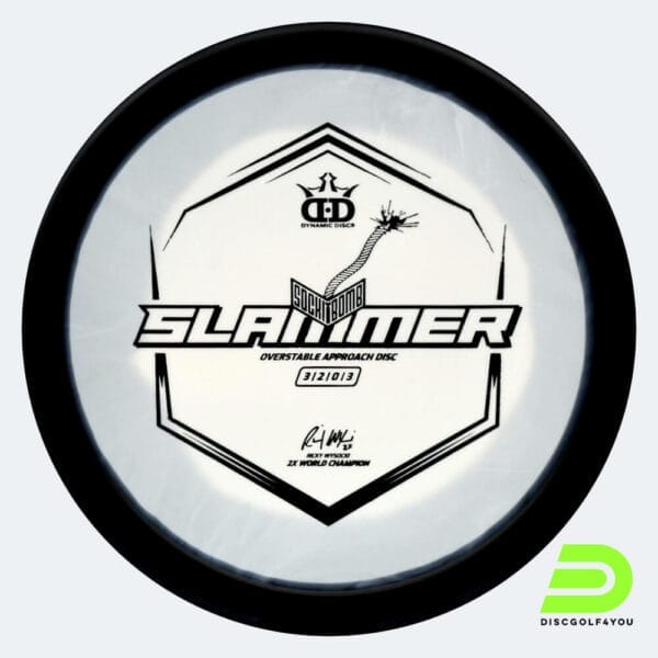 Dynamic Discs Sockibomb Slammer in black, classic supreme orbit plastic