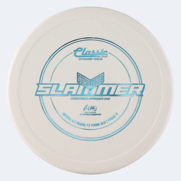 Dynamic Discs Sockibomb Slammer in white, classic blend plastic