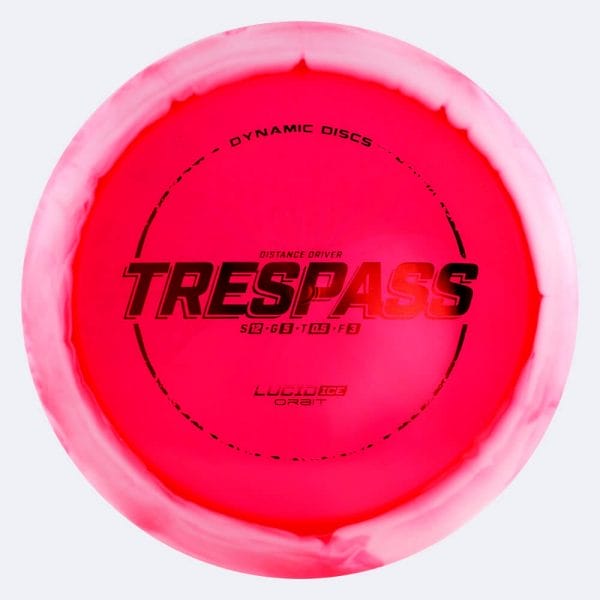 Dynamic Discs Trespass in red, lucid ice orbit plastic