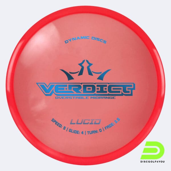 Dynamic Discs Verdict in red, lucid plastic