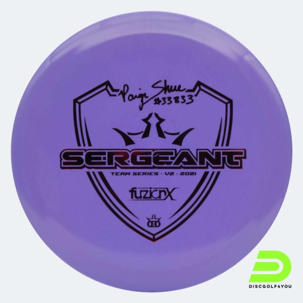 Dynamic Discs Sergeant Paige Shue Team Series V2 in purple, fuzion-x plastic