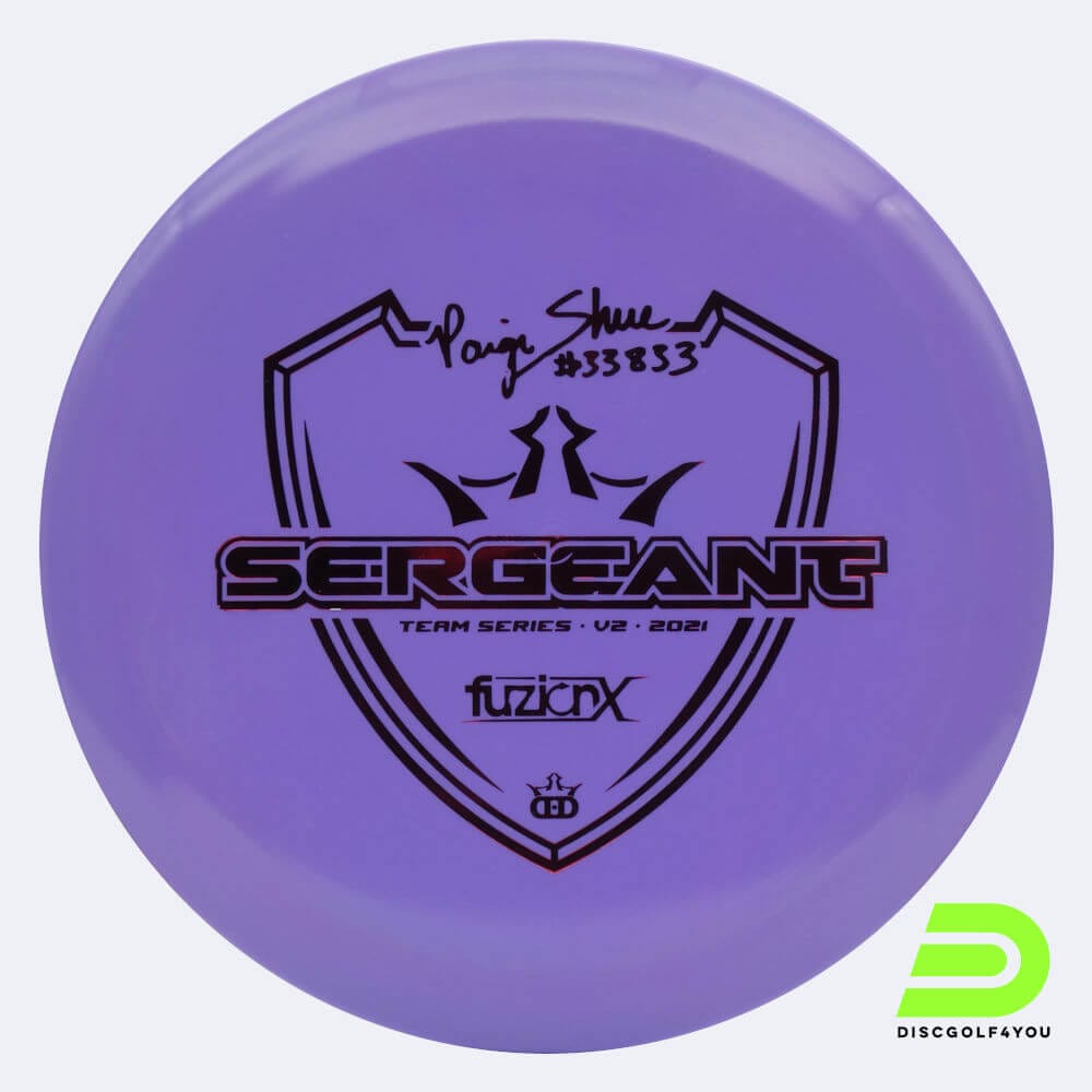 Dynamic Discs Sergeant Paige Shue Team Series V2 in purple, fuzion-x plastic