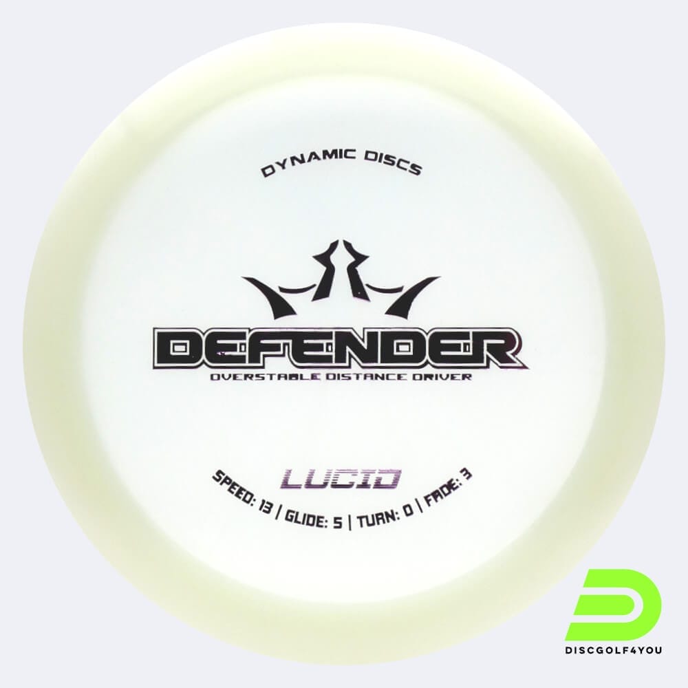 Dynamic Discs Defender in weiss, im Lucid Kunststoff und ohne Spezialeffekt