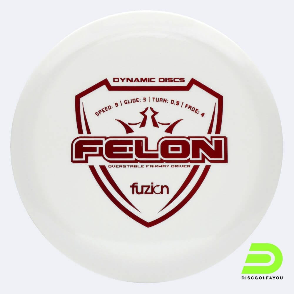 Dynamic Discs Felon in white, fuzion plastic