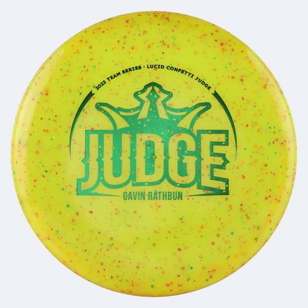Dynamic Discs  Judge - Gavin Rathbun Team Series in gelb, im Lucid Confetti Kunststoff und ohne Spezialeffekt