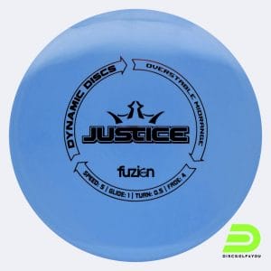 Dynamic Discs Justice in light-blue, biofuzion plastic