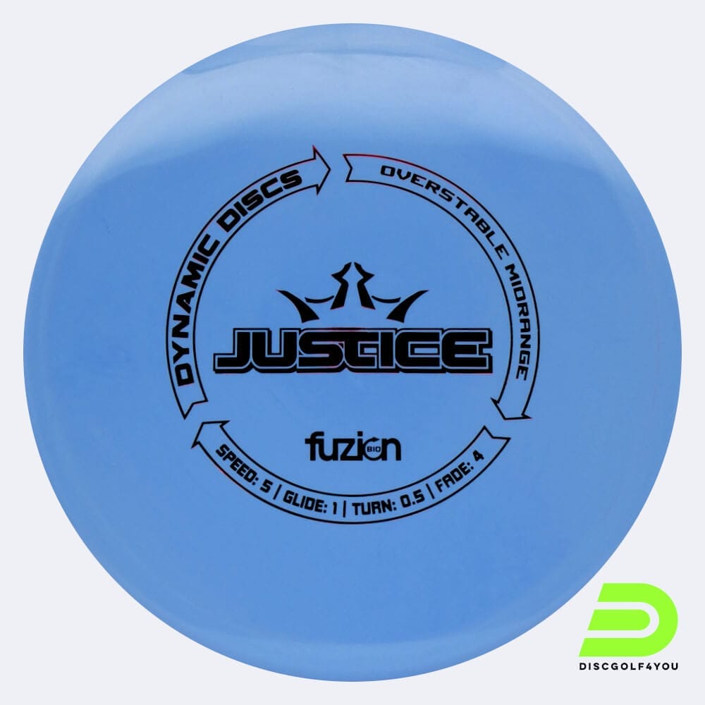 Dynamic Discs Justice in light-blue, biofuzion plastic