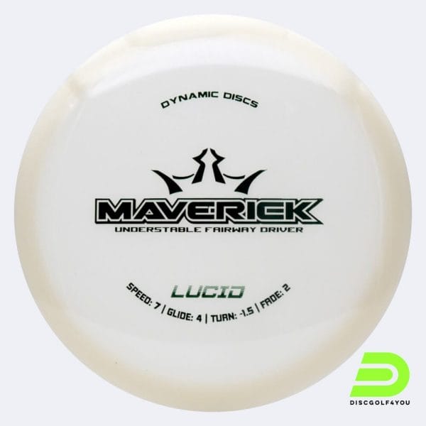 Dynamic Discs Maverick in white, lucid plastic