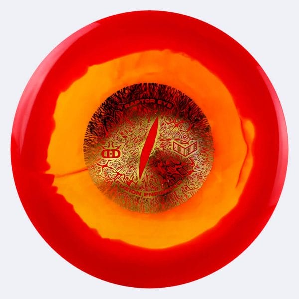 Dynamic Discs Sockibomb Enforcer Raptor Eye in orange-rot, im Fuzion Orbit Kunststoff und ohne Spezialeffekt