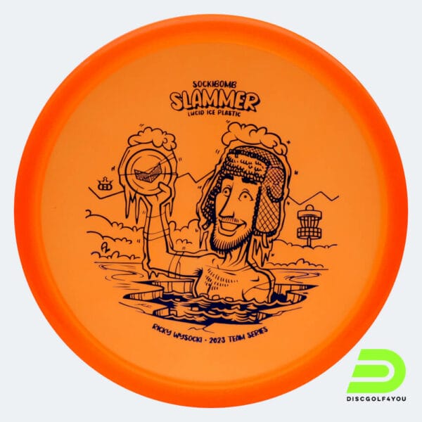 Dynamic Discs Sockibomb Slammer - Ice Bath Stamp in classic-orange, lucid ice plastic