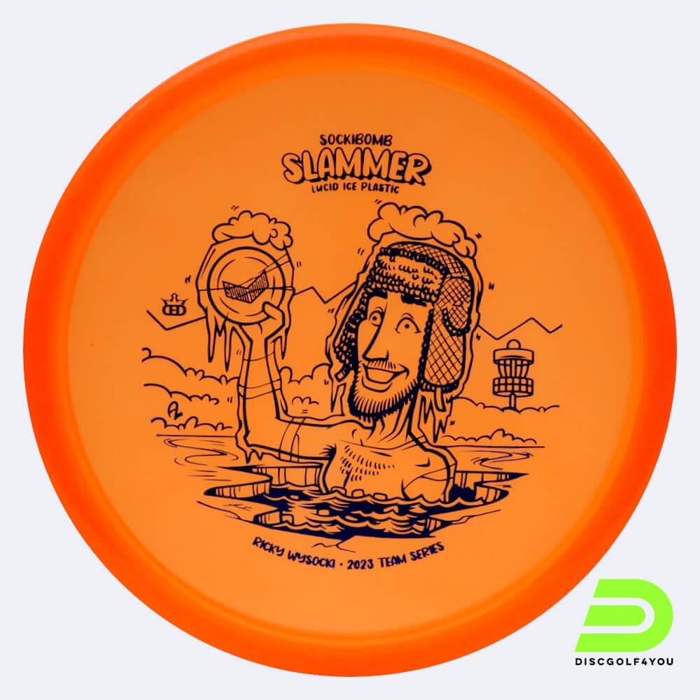 Dynamic Discs Sockibomb Slammer - Ice Bath Stamp in classic-orange, lucid ice plastic Dynamic Discs Sockibomb Slammer - Ice Bath Stamp in classic-orange, lucid ice plastic