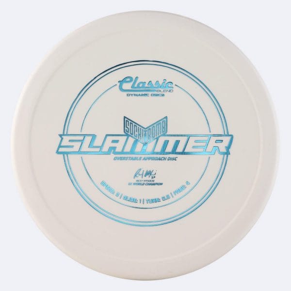 Dynamic Discs Sockibomb Slammer in white, classic blend plastic