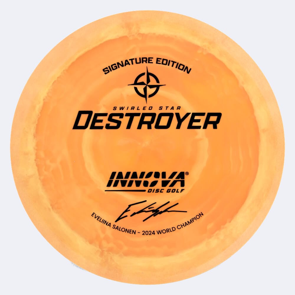 Innova Destroyer Evelina Salonen Signature Series in classic-orange, star plastic and burst effect Innova Destroyer Evelina Salonen Signature Series in classic-orange, star plastic and burst effect