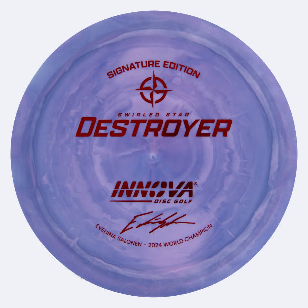 Innova Destroyer Evelina Salonen Signature Series in purple, star plastic and burst effect Innova Destroyer Evelina Salonen Signature Series in purple, star plastic and burst effect