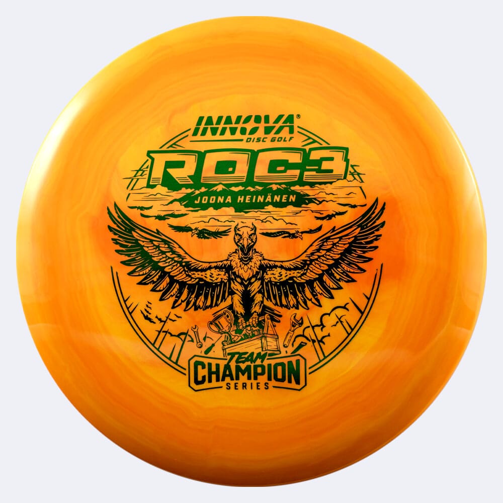 Innova Roc 3 Joona Heinänen Tour Series in classic-orange, star plastic and burst effect Innova Roc 3 Joona Heinänen Tour Series in classic-orange, star plastic and burst effect
