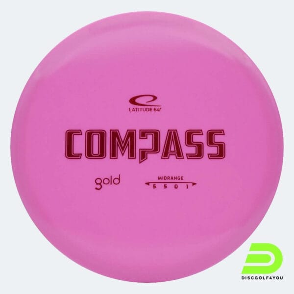 Latitude 64° Compass in pink, gold plastic