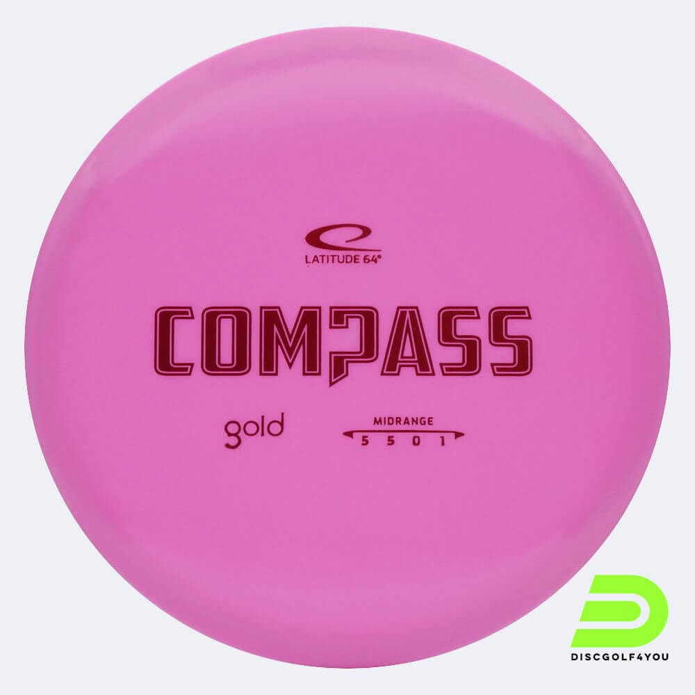 Latitude 64° Compass in pink, gold plastic