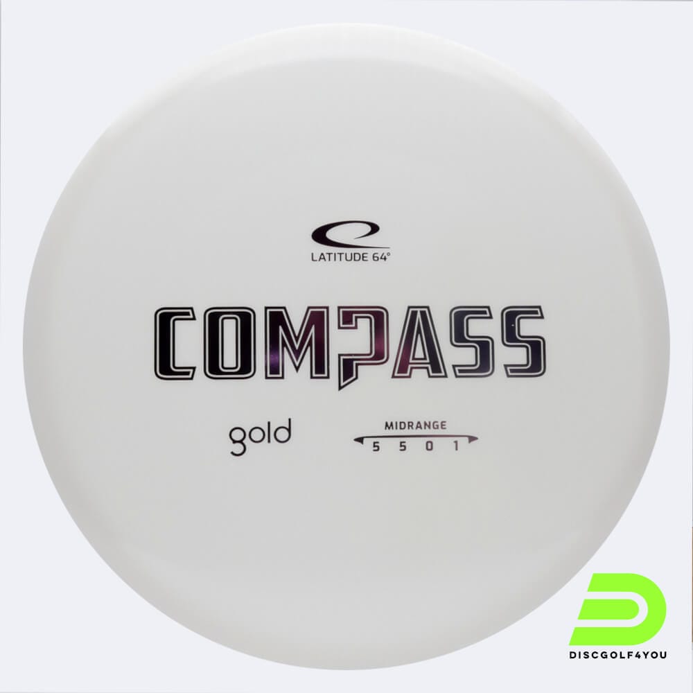 Latitude 64° Compass in white, gold plastic