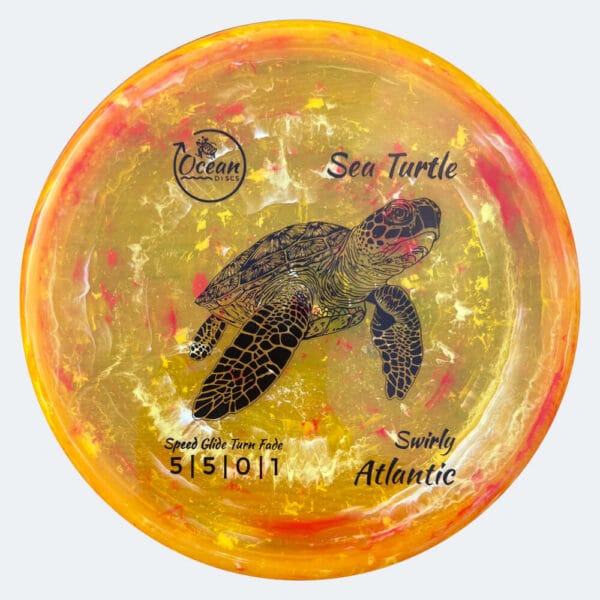 Ocean Discs Sea Turtle in orange, im Swirly Atlantic Kunststoff und burst Spezialeffekt