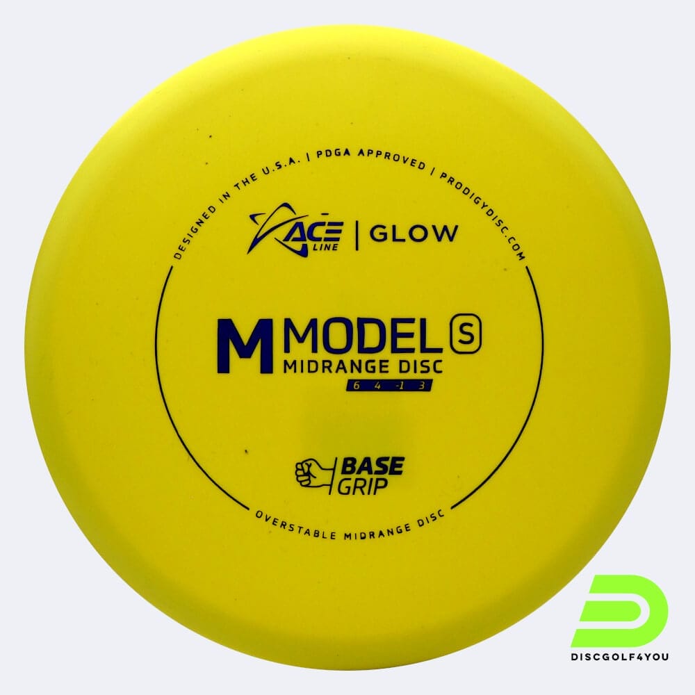 Prodigy ACE Line M S in gelb, im BaseGrip GLOW Kunststoff und glow Spezialeffekt