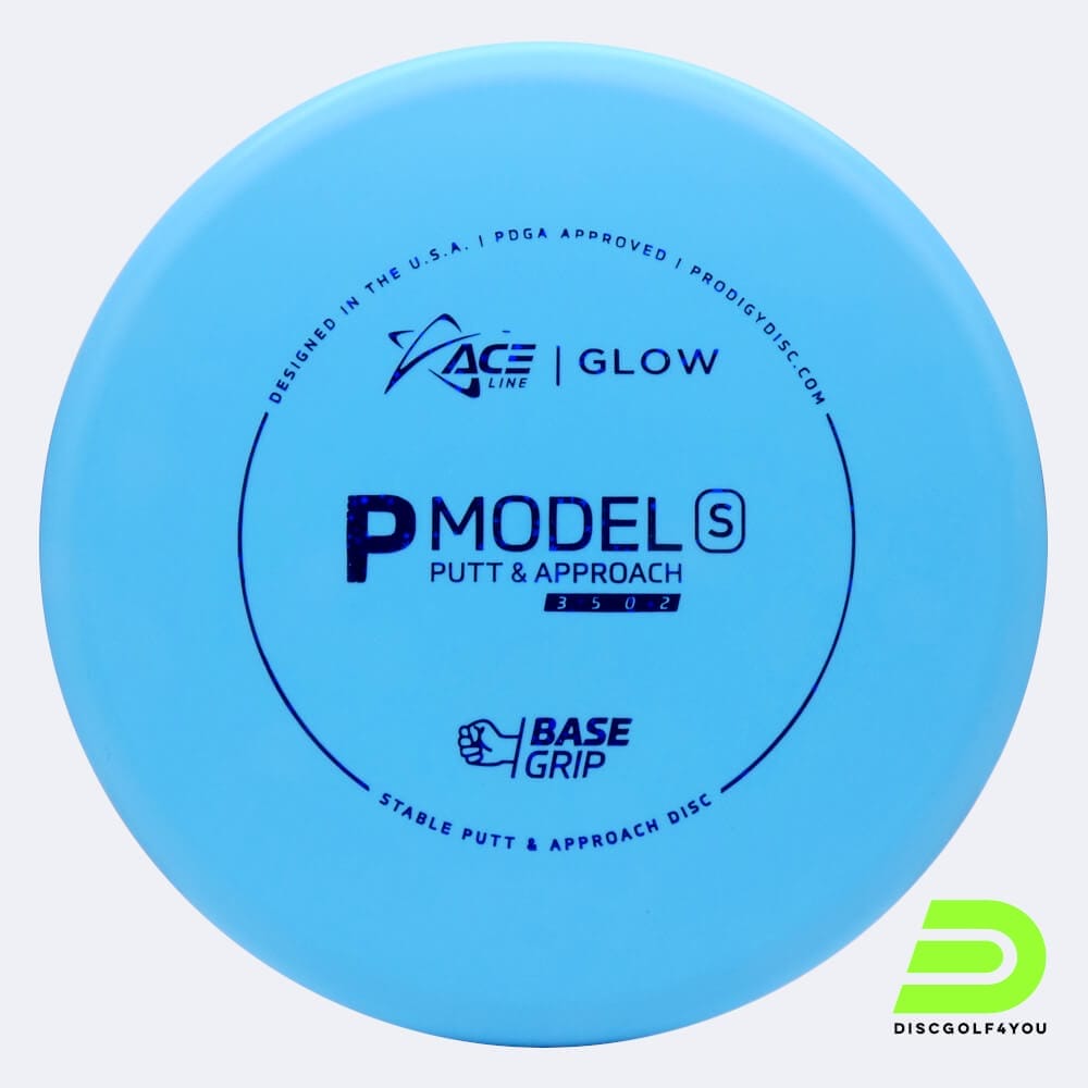 Prodigy Ace Line P S in blau, im BaseGrip GLOW Kunststoff und glow Spezialeffekt